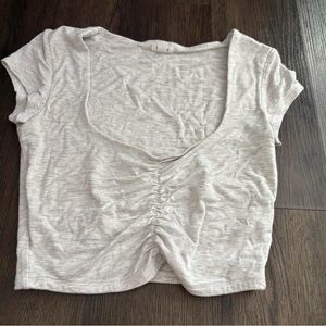 Garage Light Gray Ruched Crop Top